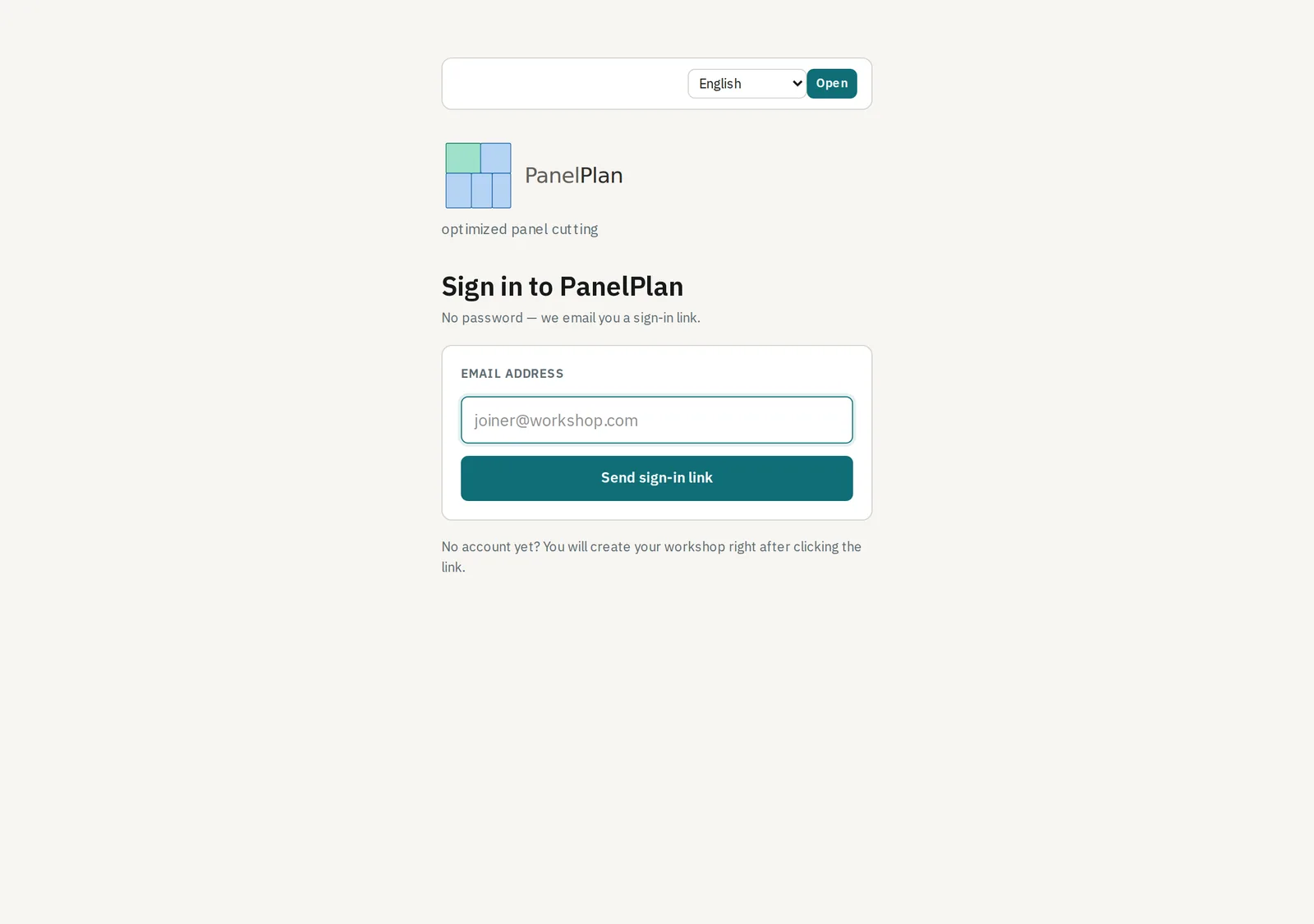 The sign-in page: an email address is all it needs.